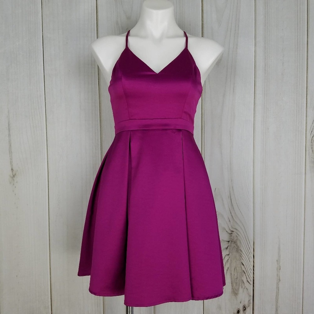 Lulu's Magenta Pink Strappy Mini Semi-formal Dress